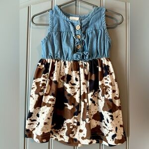 Denim & cow print dress